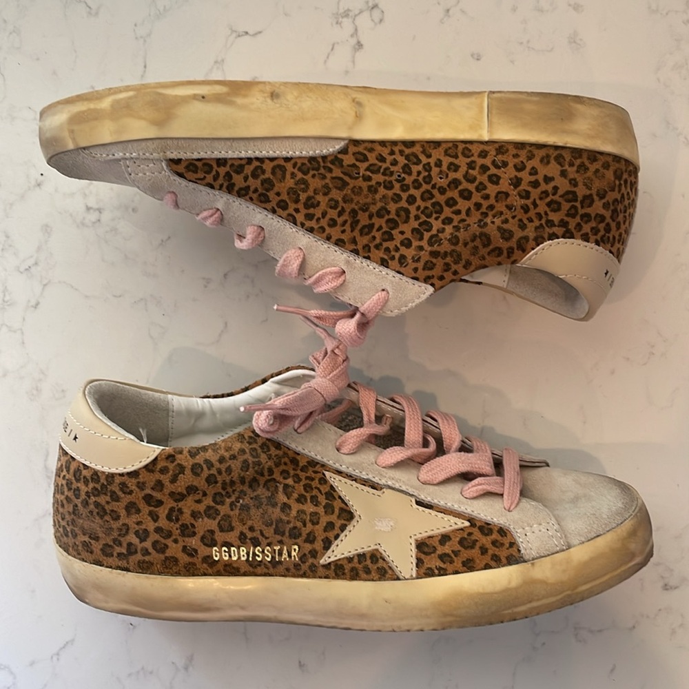 Golden Goose Leopard Super-Star Classic With List 38 NEW pink laces